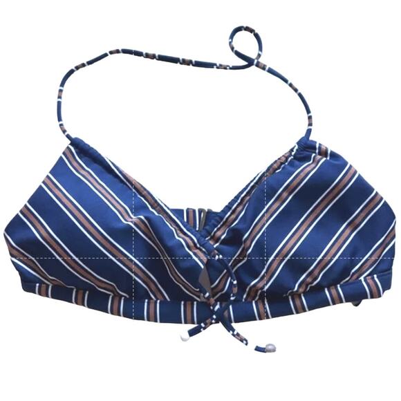 Isabella Rose Women's Blue Stripe Halter Bralette Bikini Swim Top Small - NEW - Picture 2 of 6